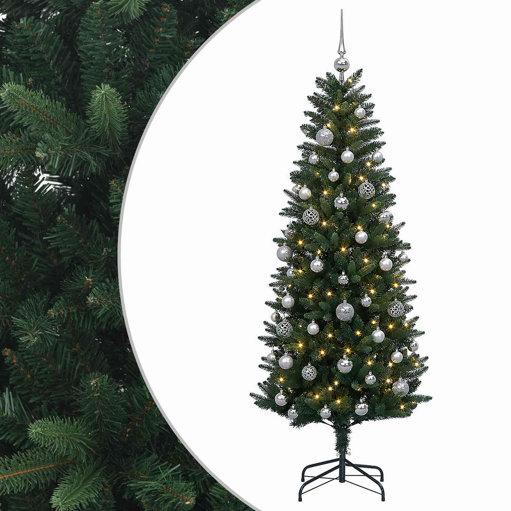 vidaXL Sztuczna choinka z bombkami 120 cm 150 LED Ciepła biel PE i PVC