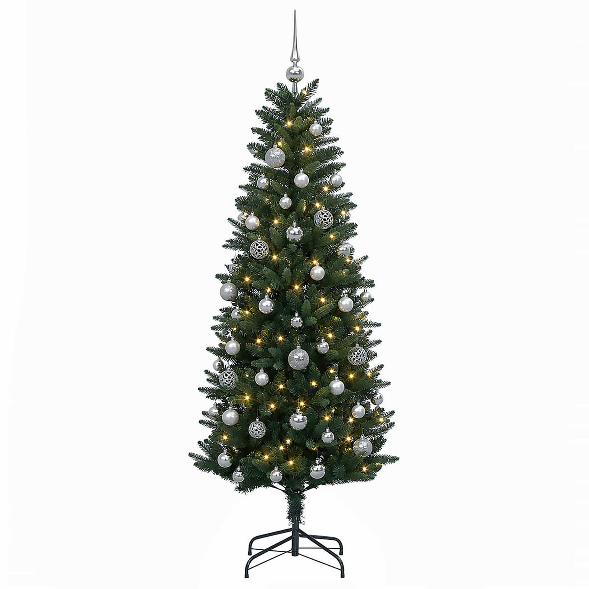 vidaXL Sztuczna choinka z bombkami 120 cm 150 LED Ciepła biel PE i PVC