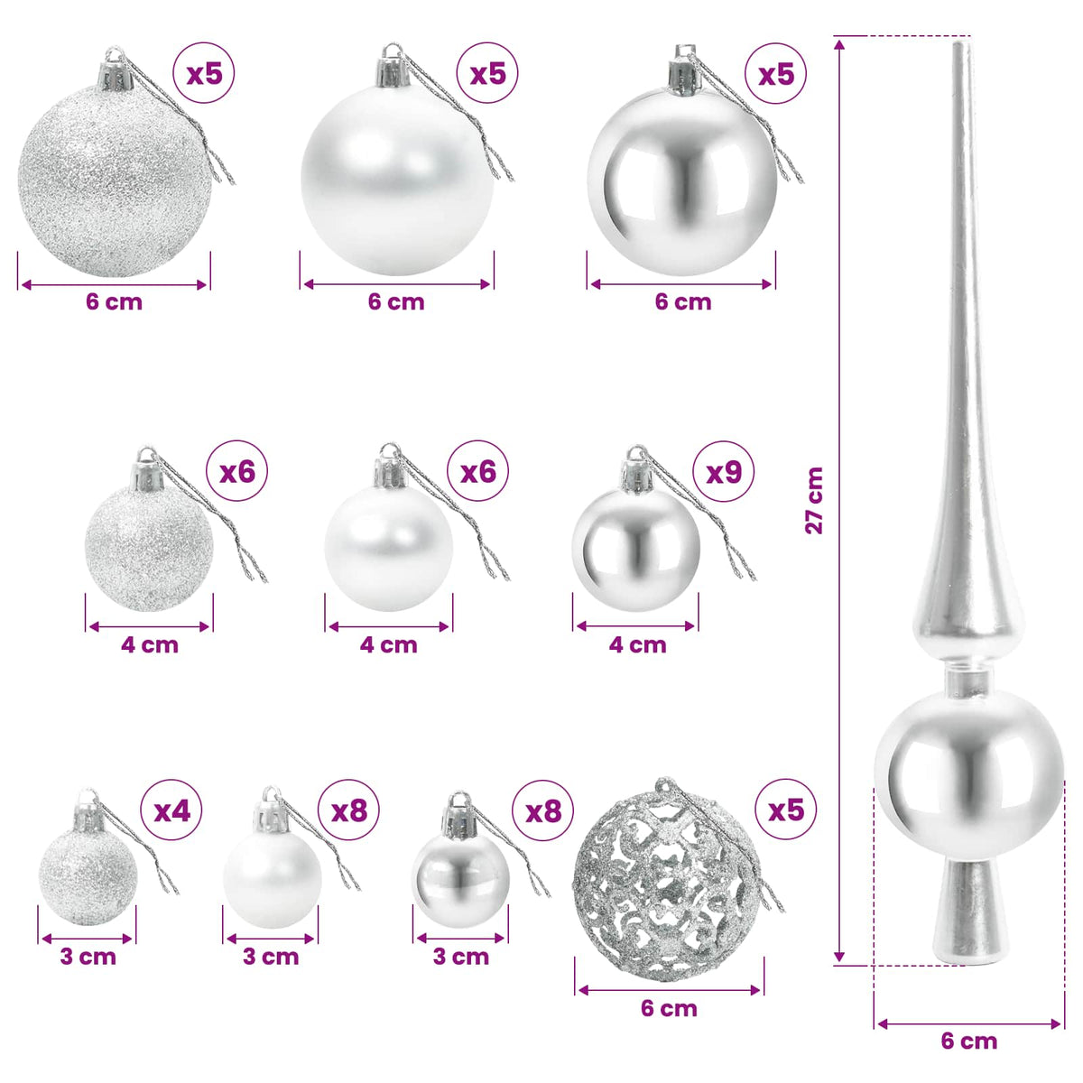 vidaXL Sztuczna choinka z bombkami 120 cm 150 LED Ciepła biel PE i PVC