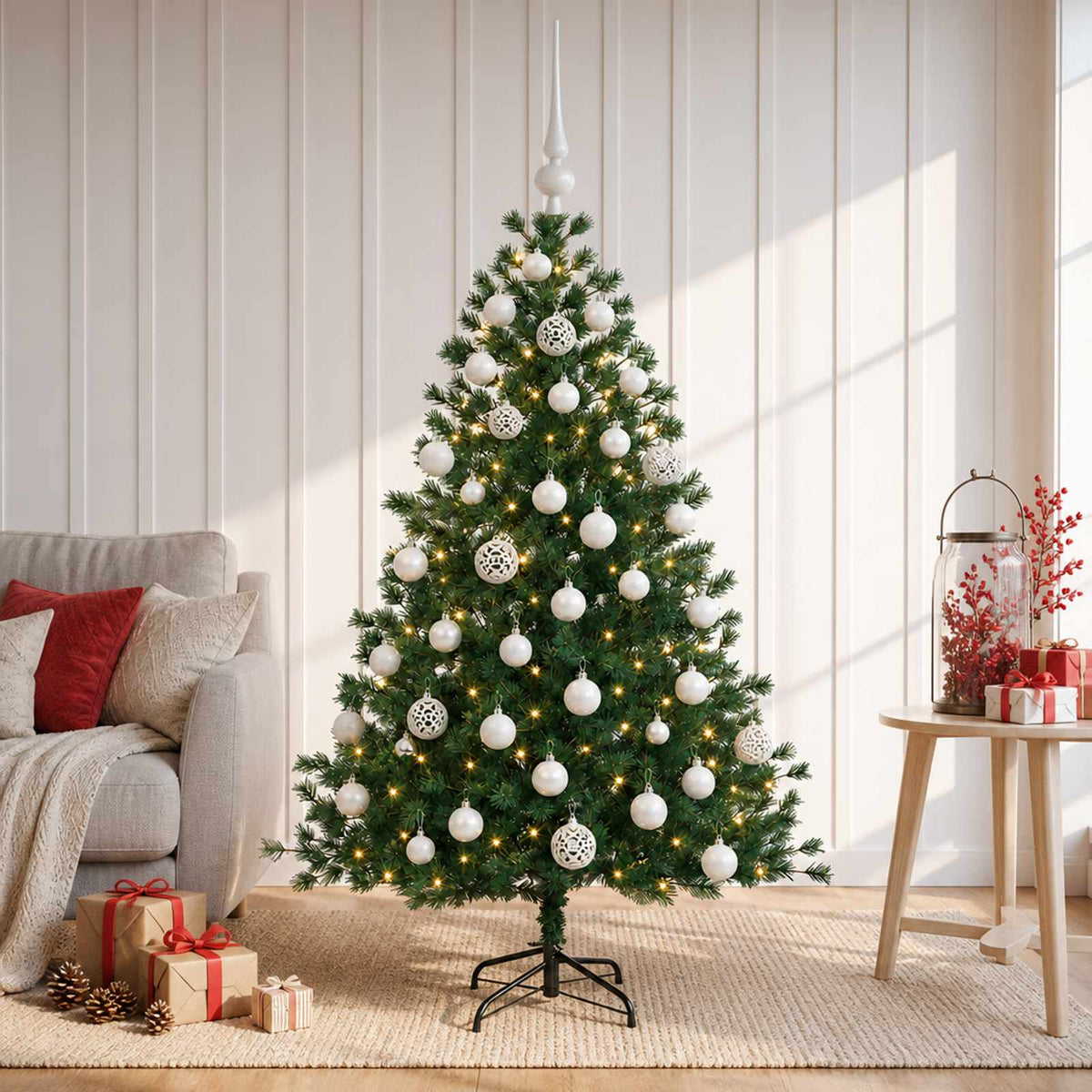 vidaXL Sztuczna choinka z bombką 150 cm 150 LED Ciepła biel