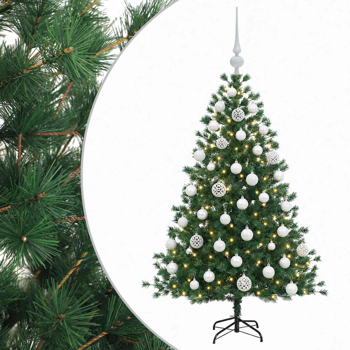 vidaXL Sztuczna choinka z bombką 150 cm 150 LED Ciepła biel