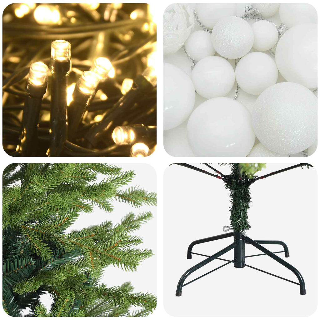 vidaXL Sztuczna choinka z bombkami 120 cm 150 LED Ciepła biel