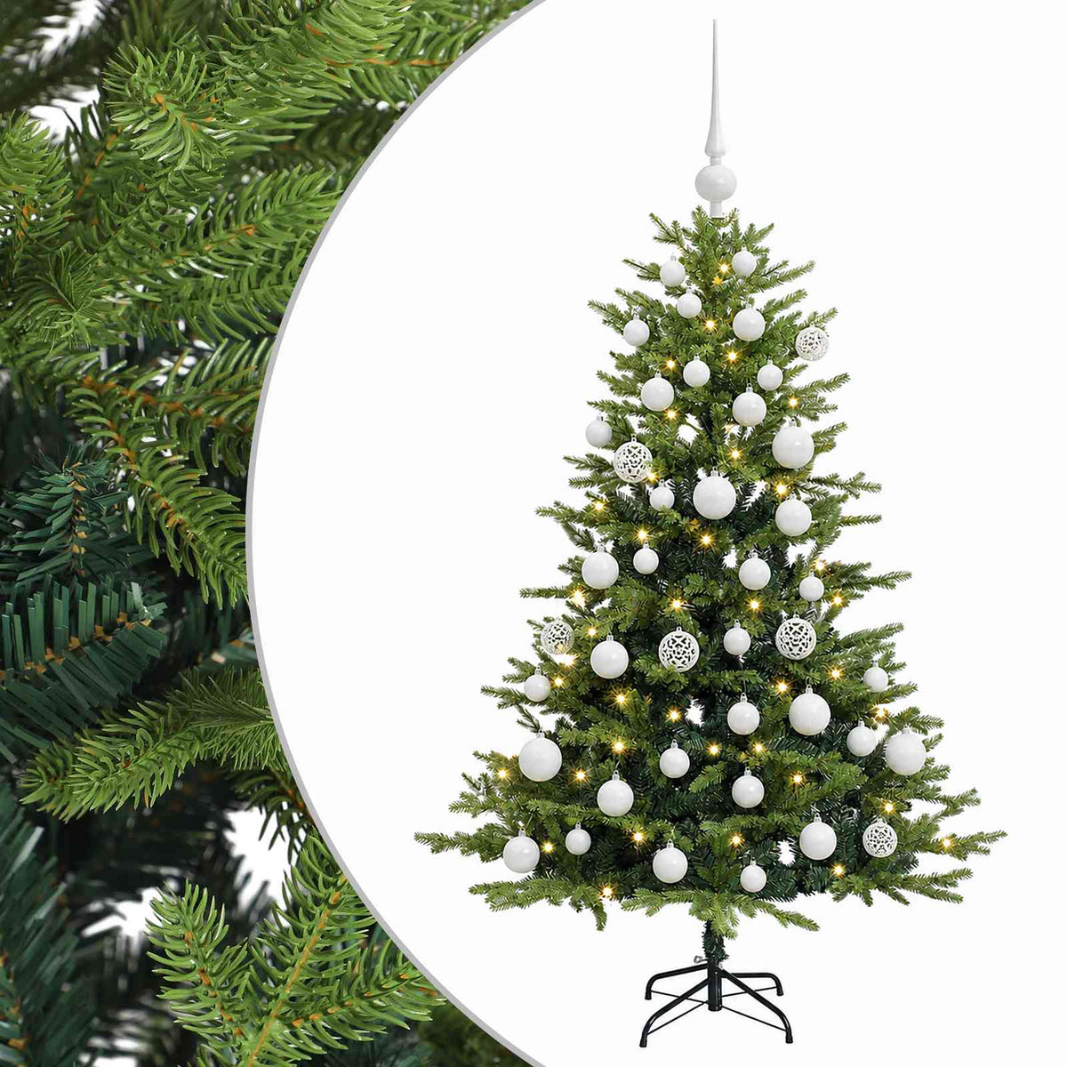 vidaXL Sztuczna choinka z bombkami 120 cm 150 LED Ciepła biel