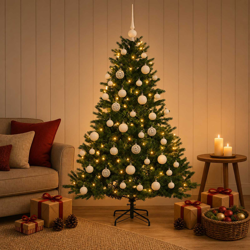 vidaXL Sztuczna choinka z bombką 120 cm 150 LED Ciepła biel