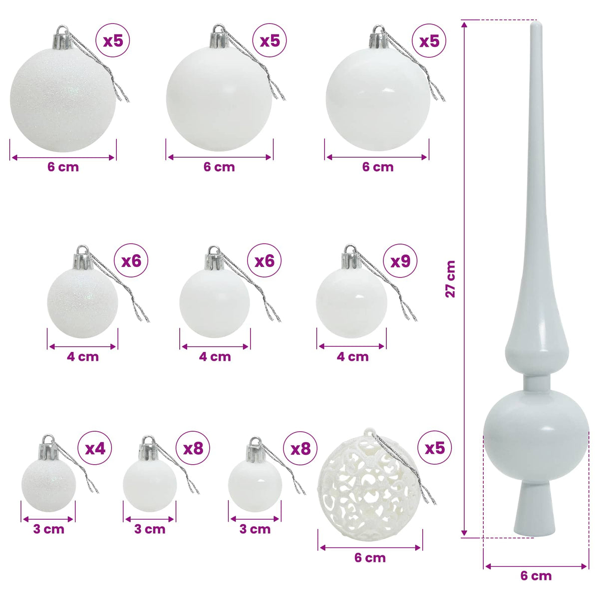 vidaXL Sztuczna choinka z bombką 120 cm 150 LED Ciepła biel