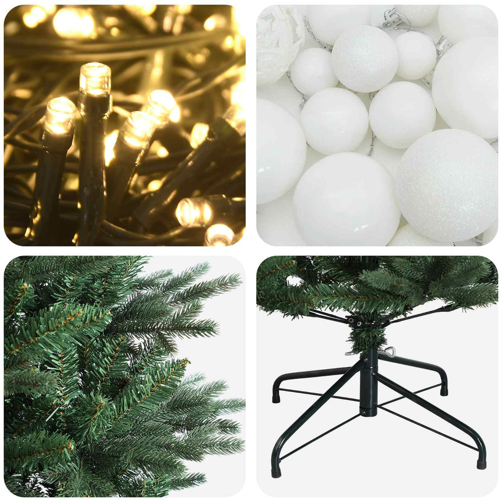vidaXL Sztuczna choinka z bombką 120 cm 150 LED Ciepła biel PVC i PE