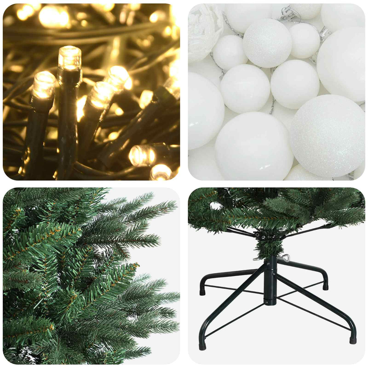 vidaXL Sztuczna choinka z bombką 120 cm 150 LED Ciepła biel PVC i PE