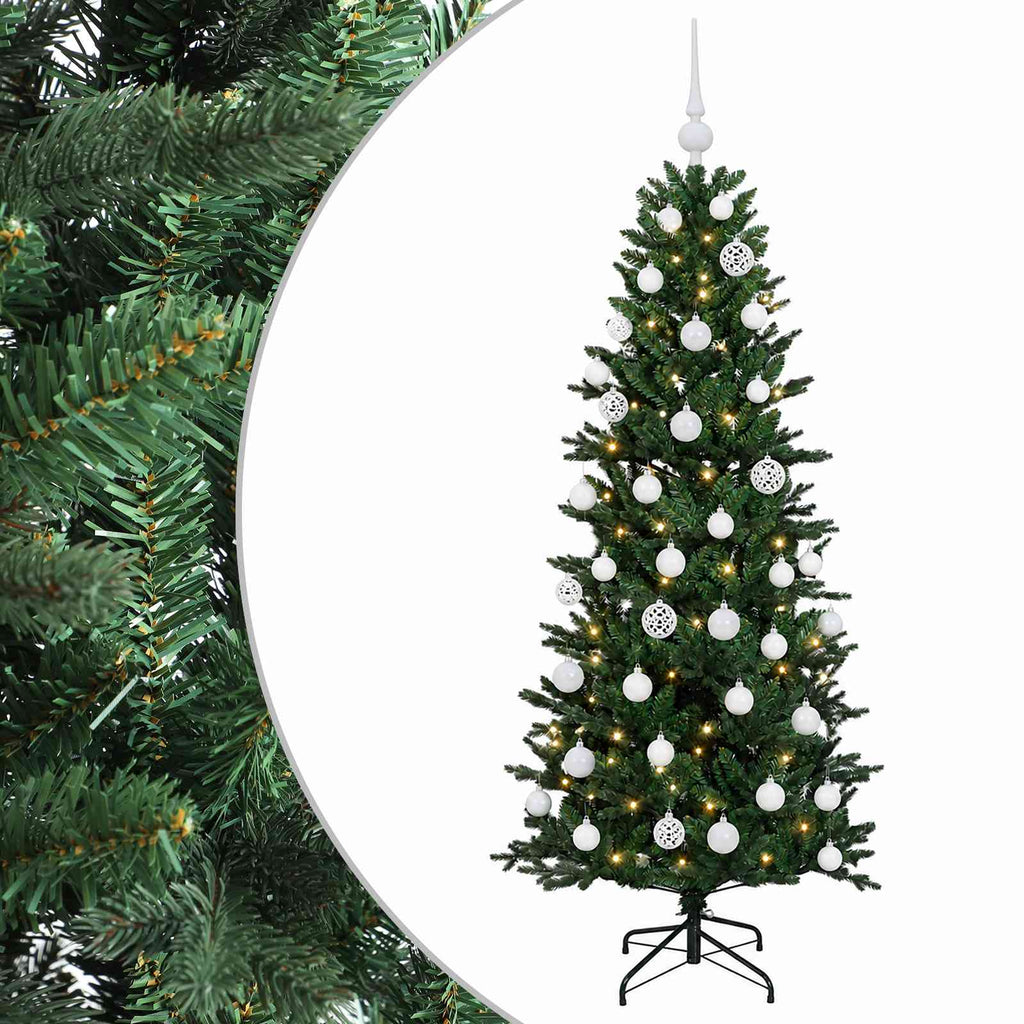 vidaXL Sztuczna choinka z bombką 120 cm 150 LED Ciepła biel PVC i PE