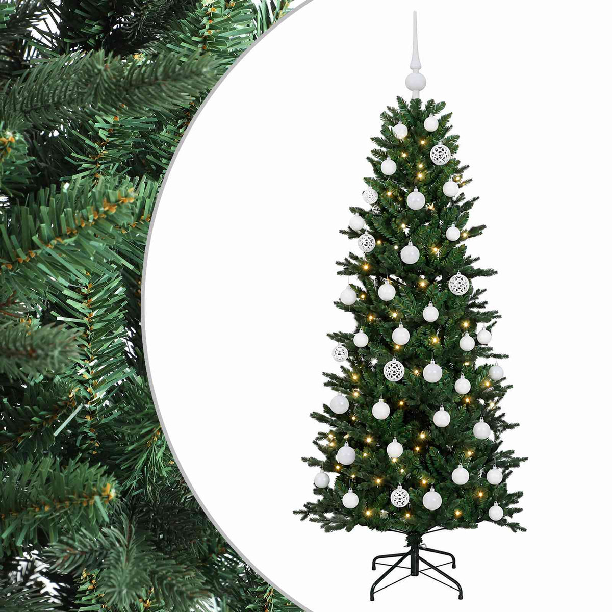 vidaXL Sztuczna choinka z bombką 120 cm 150 LED Ciepła biel PVC i PE