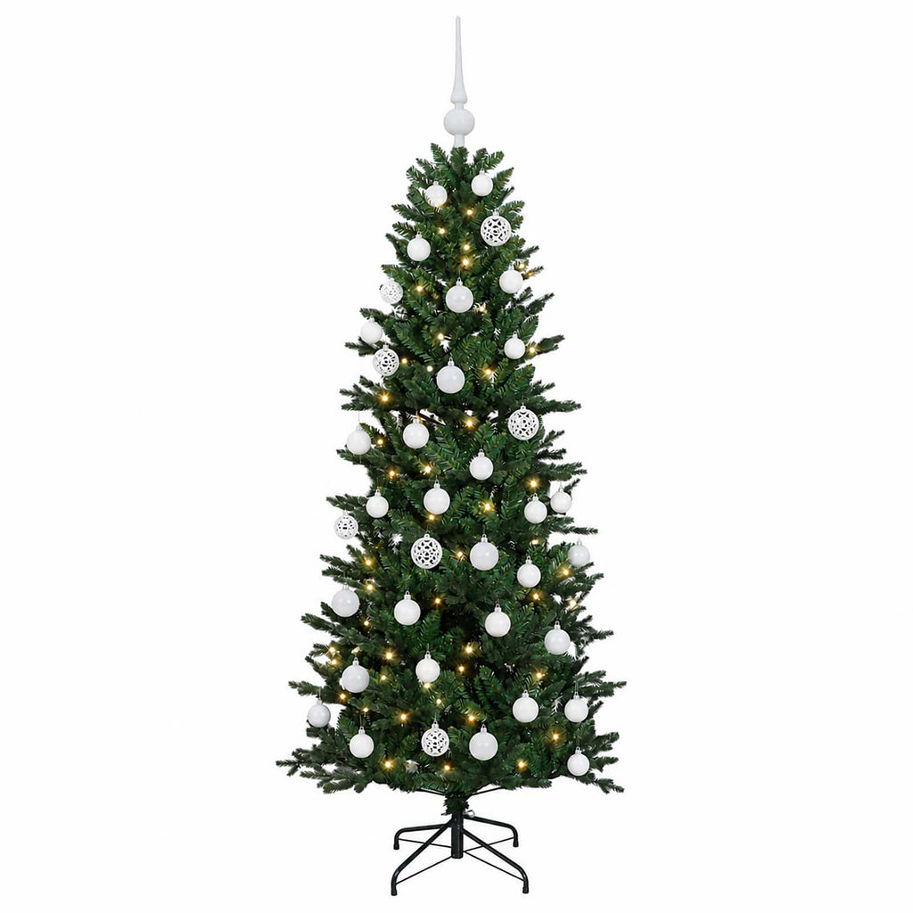 vidaXL Sztuczna choinka z bombką 120 cm 150 LED Ciepła biel PVC i PE