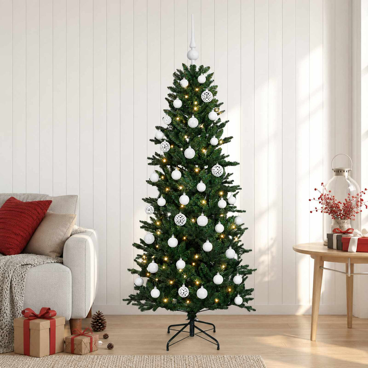 vidaXL Sztuczna choinka z bombką 120 cm 150 LED Ciepła biel PVC i PE