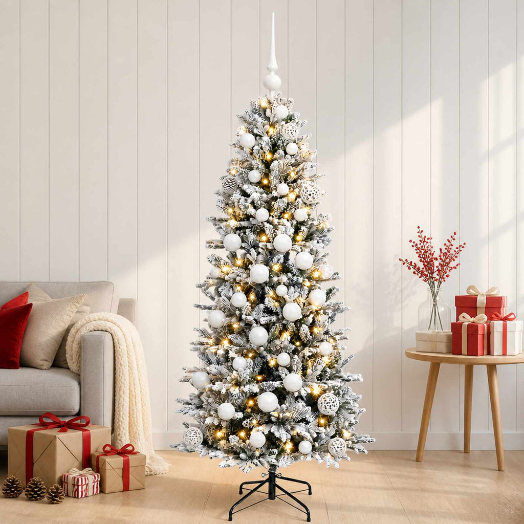 vidaXL Sztuczna choinka z bombką 150 cm 150 LED Ciepła biel PVC i PE