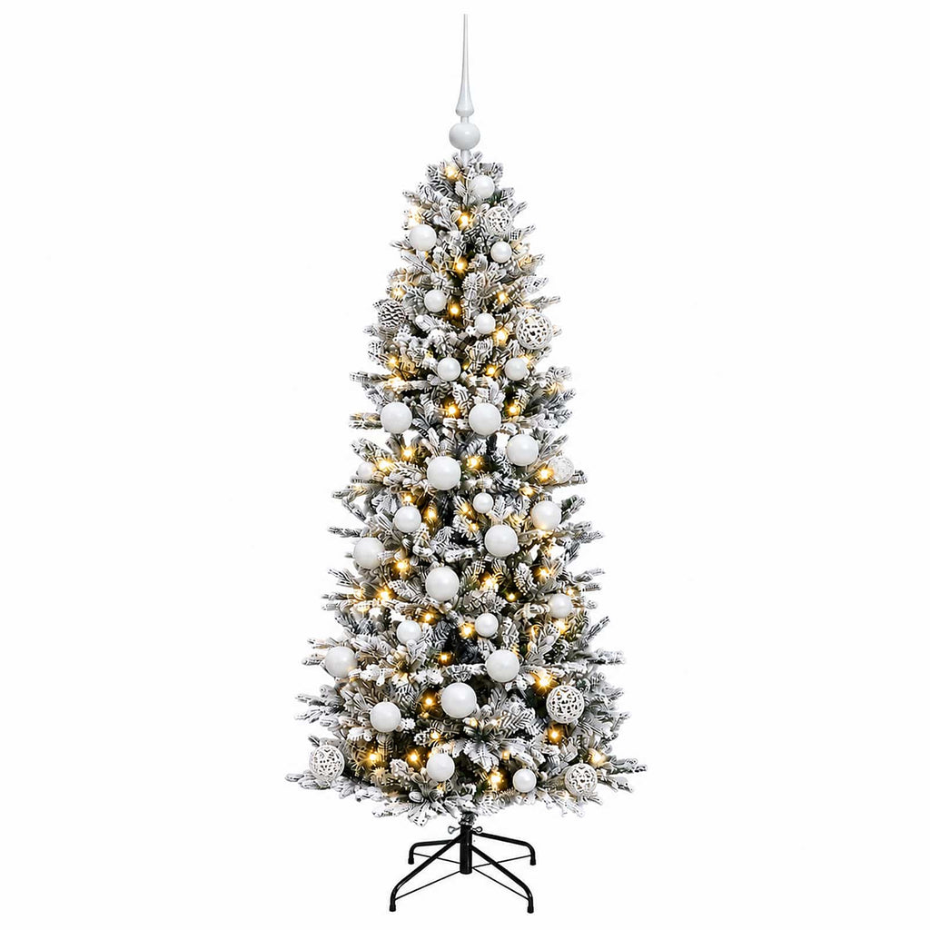 vidaXL Sztuczna choinka z bombką 150 cm 150 LED Ciepła biel PVC i PE