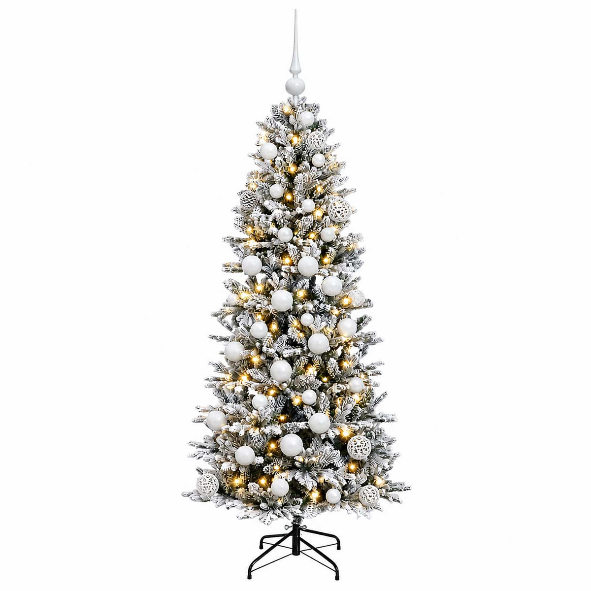 vidaXL Sztuczna choinka z bombką 150 cm 150 LED Ciepła biel PVC i PE