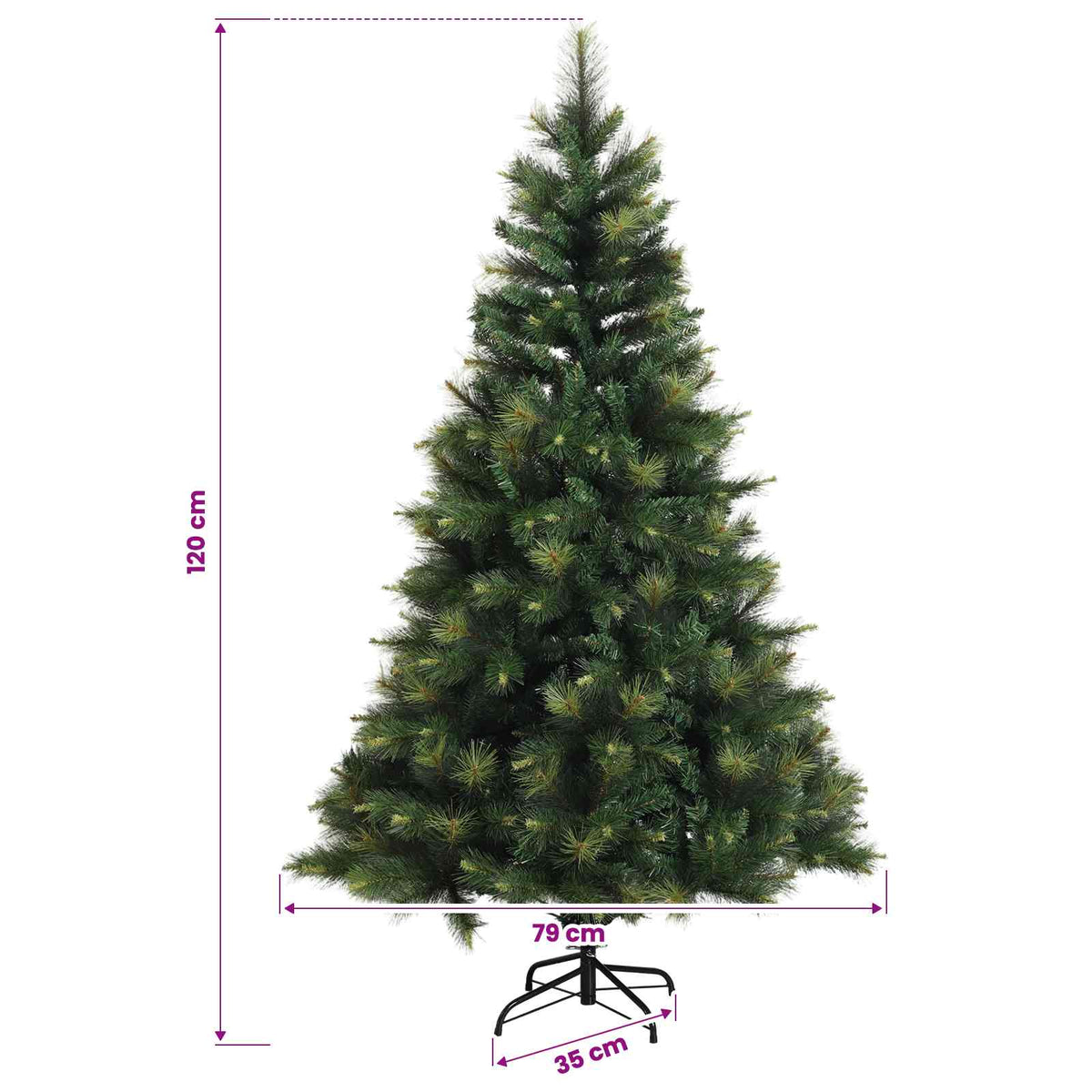 vidaXL Sztuczna choinka z bombką 120 cm 150 LED Ciepła biel