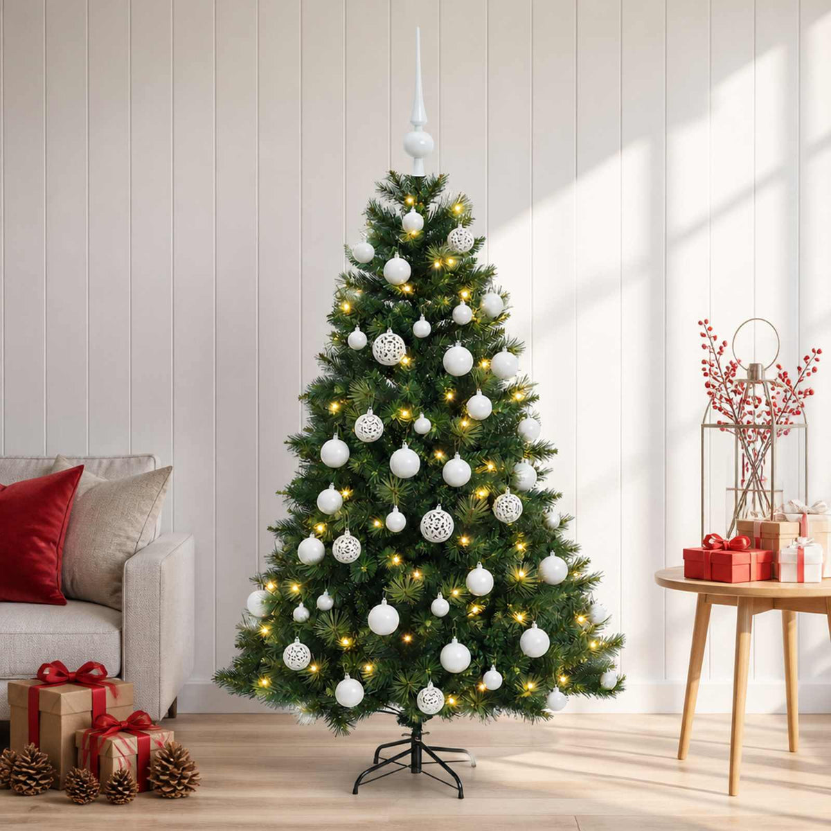 vidaXL Sztuczna choinka z bombką 150 cm 150 LED Ciepła biel