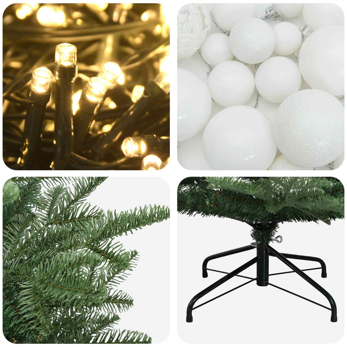 vidaXL Sztuczna choinka z bombką 120 cm 150 LED Ciepła biel PE i PVC