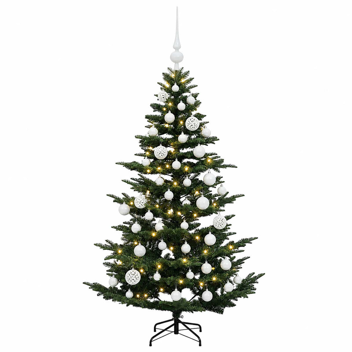 vidaXL Sztuczna choinka z bombką 120 cm 150 LED Ciepła biel PE i PVC