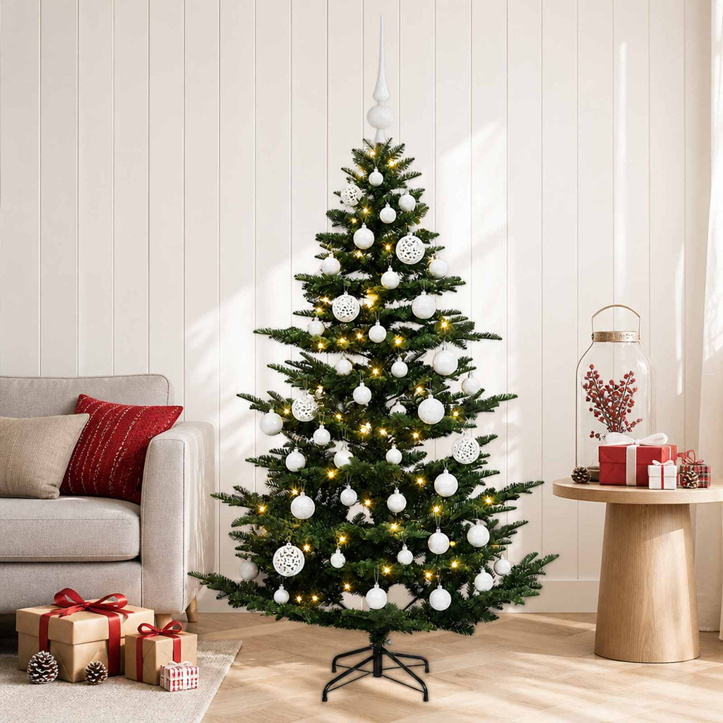 vidaXL Sztuczna choinka z bombką 120 cm 150 LED Ciepła biel PE i PVC