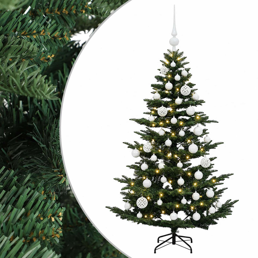 vidaXL Sztuczna choinka z bombką 150 cm 150 LED Ciepła biel PE i PVC