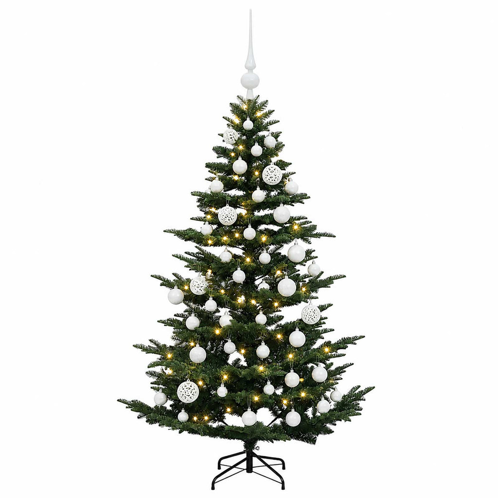 vidaXL Sztuczna choinka z bombką 150 cm 150 LED Ciepła biel PE i PVC