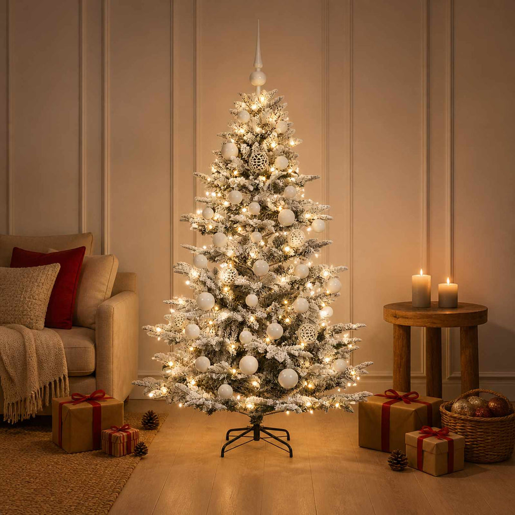 vidaXL Sztuczna choinka z bombką 150 cm 150 LED Ciepła biel PE i PVC