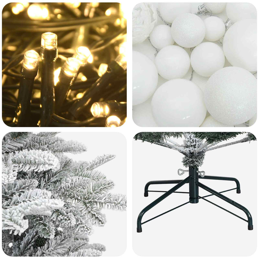 vidaXL Sztuczna choinka z bombką 150 cm 150 LED Ciepła biel PE i PVC