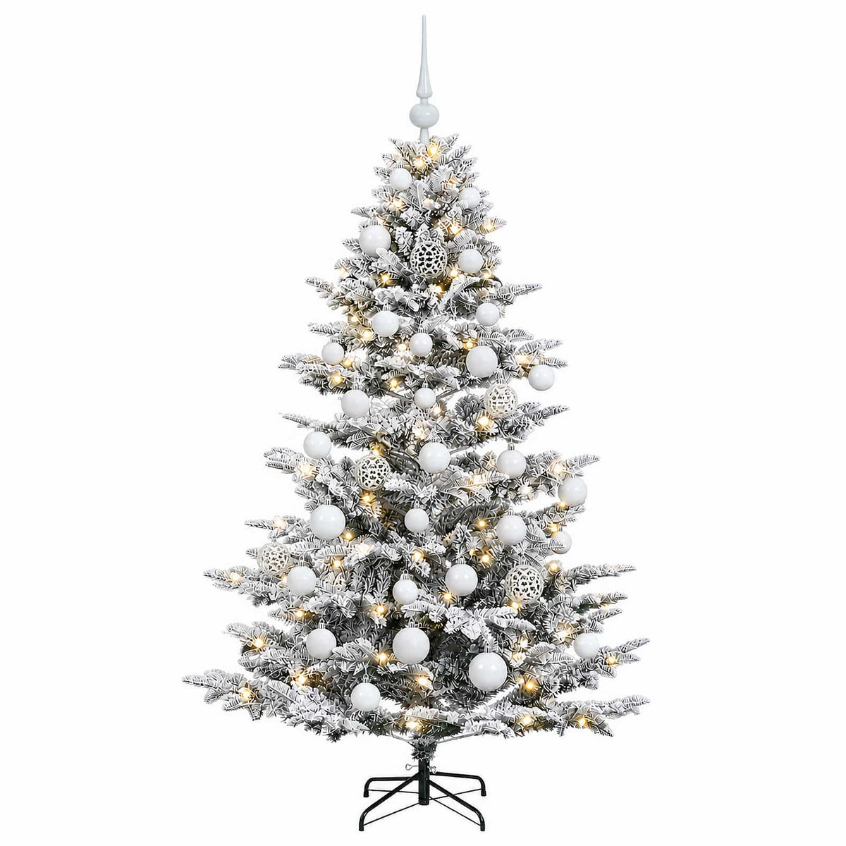 vidaXL Sztuczna choinka z bombką 150 cm 150 LED Ciepła biel PE i PVC
