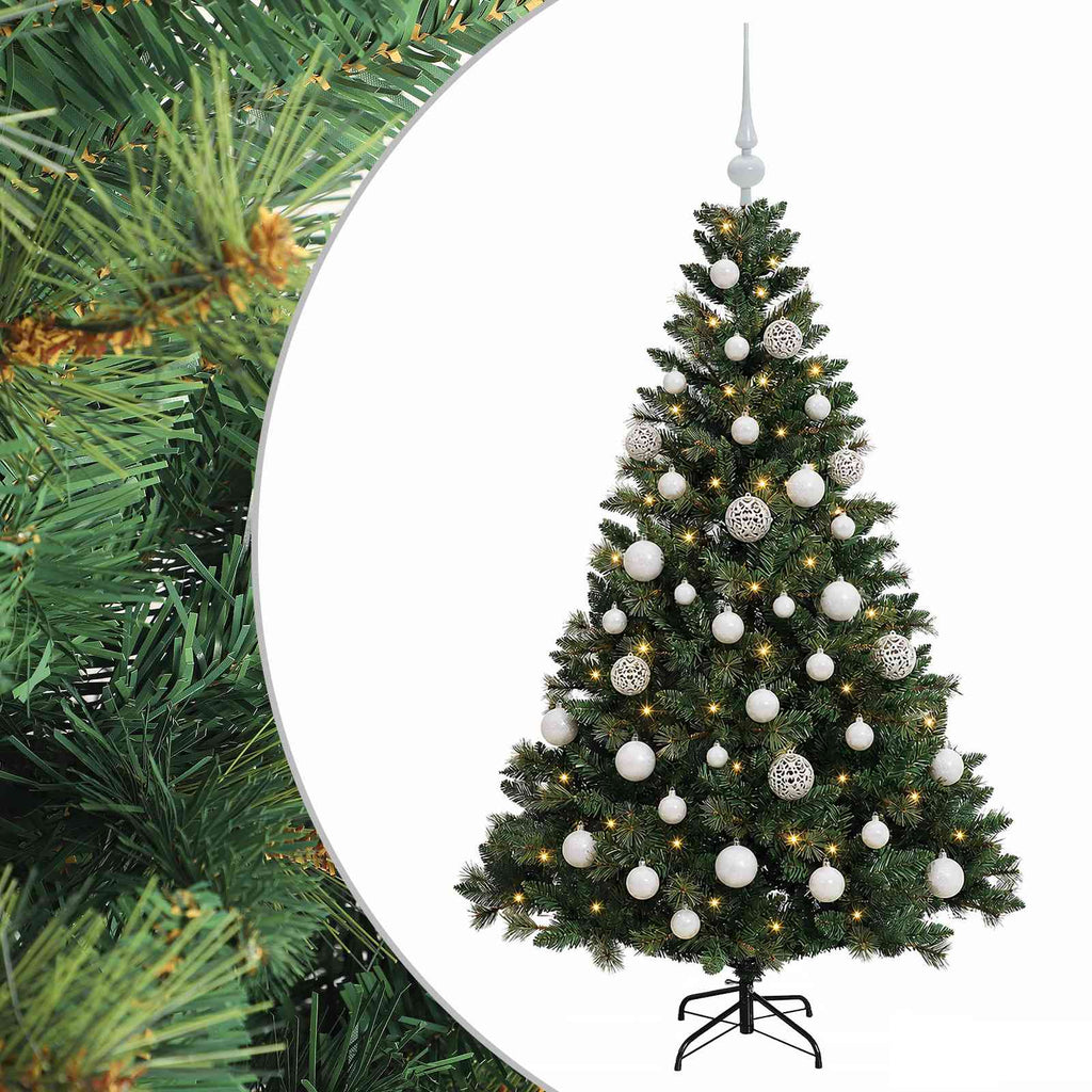 vidaXL Sztuczna choinka z bombkami 150 cm 150 LED Ciepła biel
