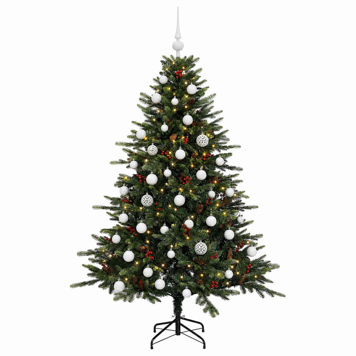 vidaXL Sztuczna choinka z bombką 120 cm 150 LED Ciepła biel