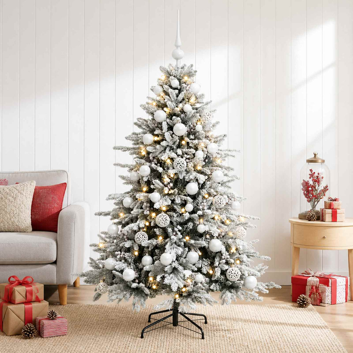 vidaXL Sztuczna choinka z bombką 150 cm 150 LED Ciepła biel