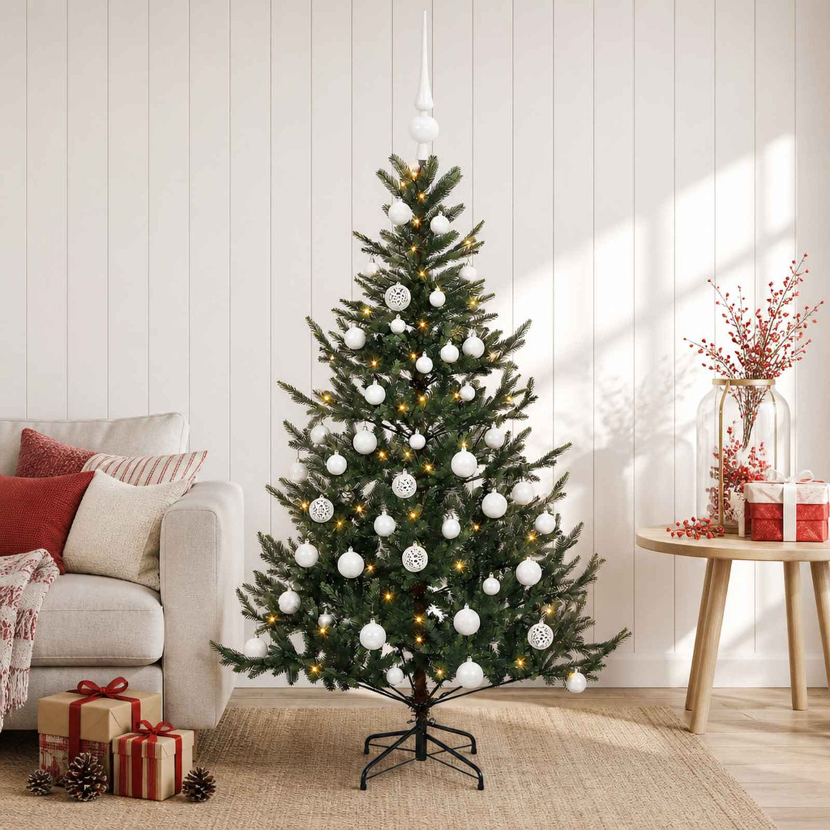 vidaXL Sztuczna choinka z bombką 150 cm 150 LED Ciepła biel