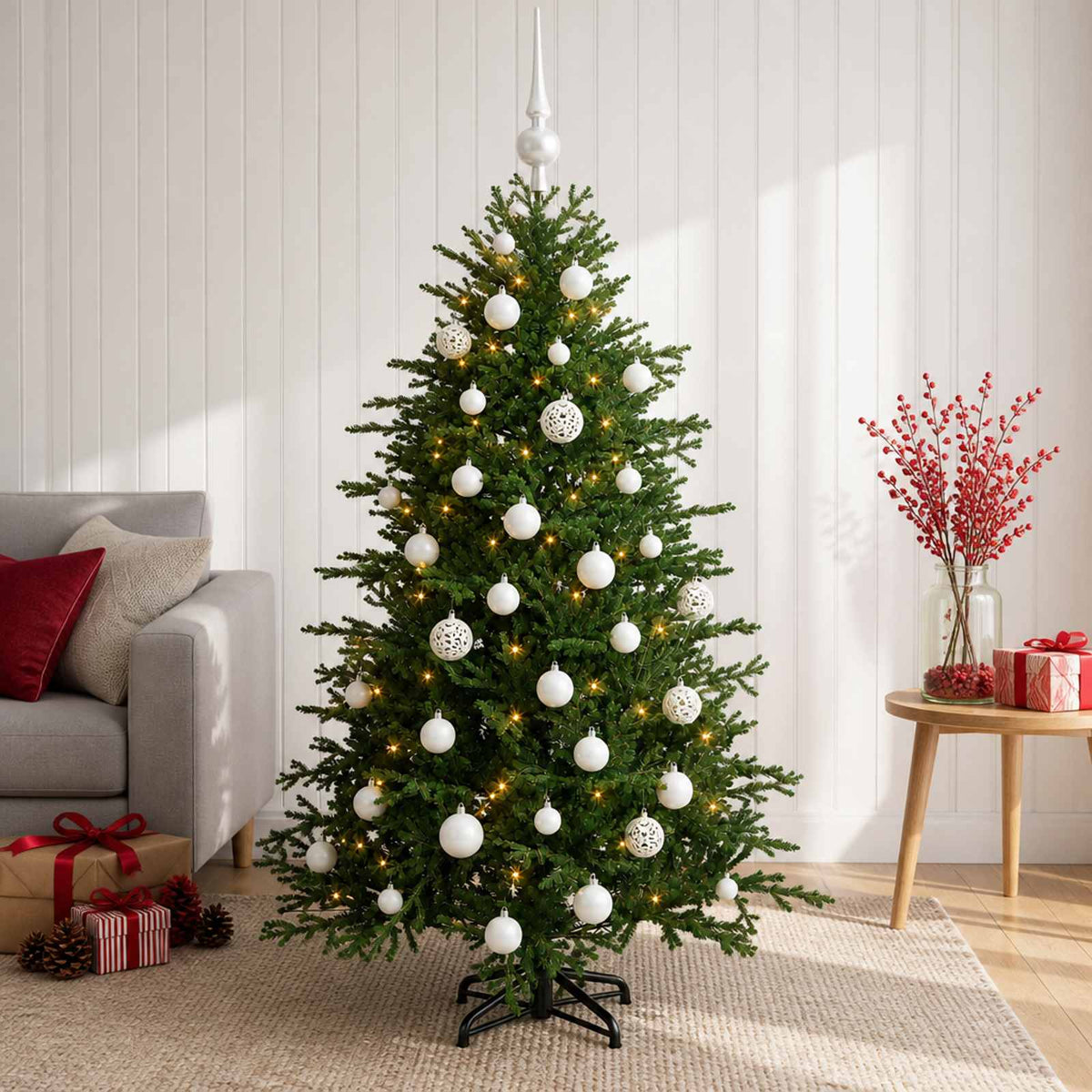 vidaXL Sztuczna choinka z bombką 150 cm 150 LED Ciepła biel
