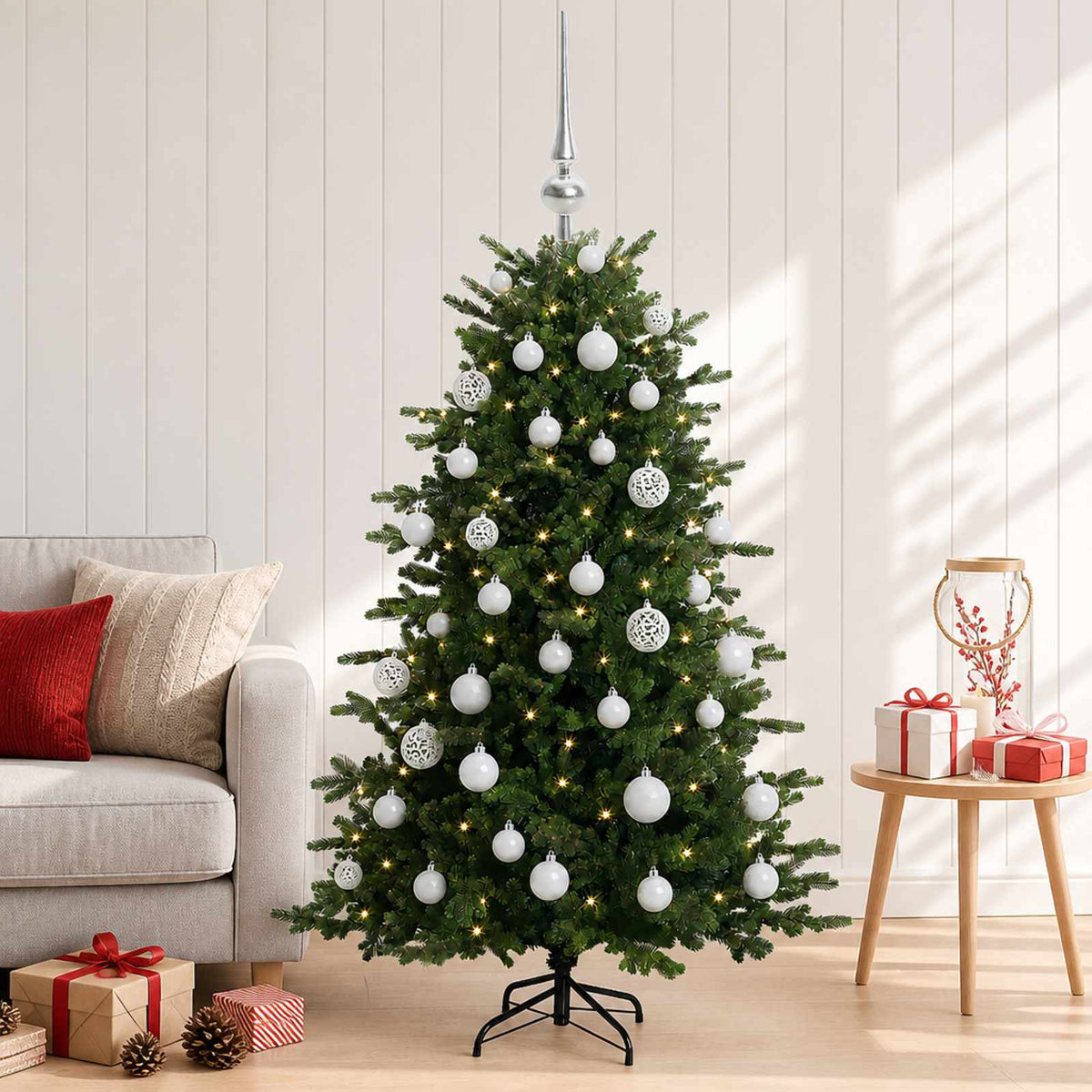 vidaXL Sztuczna choinka z bombką 150 cm 150 LED Ciepła biel