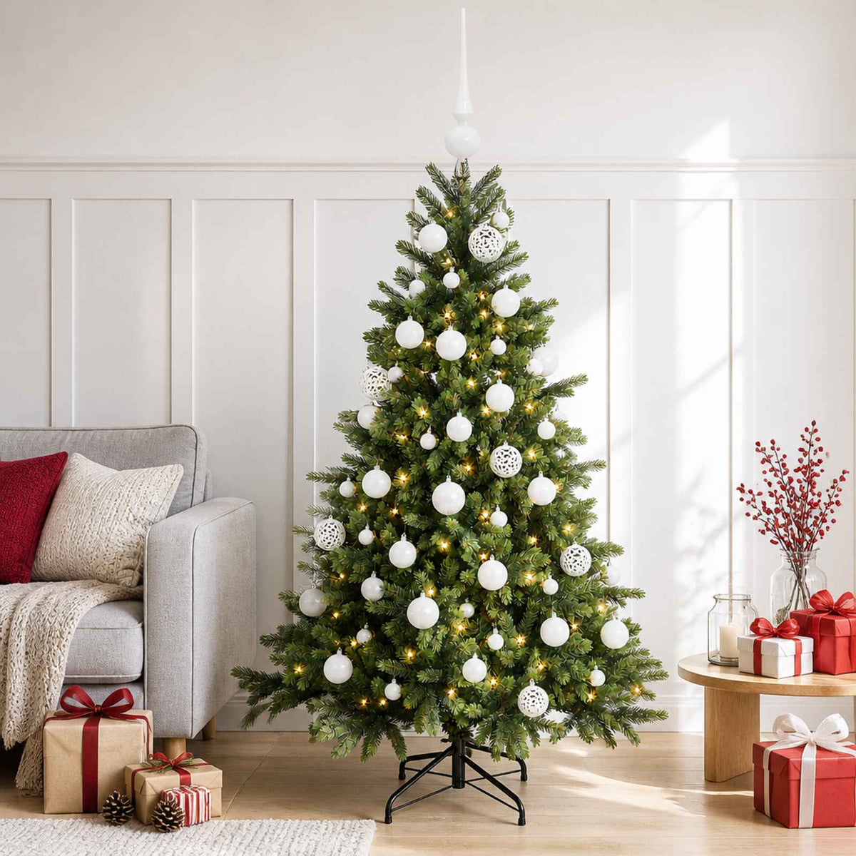 vidaXL Sztuczna choinka z bombką 150 cm 150 LED Ciepła biel