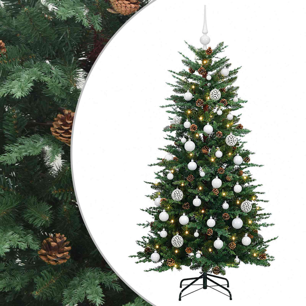 vidaXL Sztuczna choinka z bombką 150 cm 150 LED Ciepła biel PE i PVC