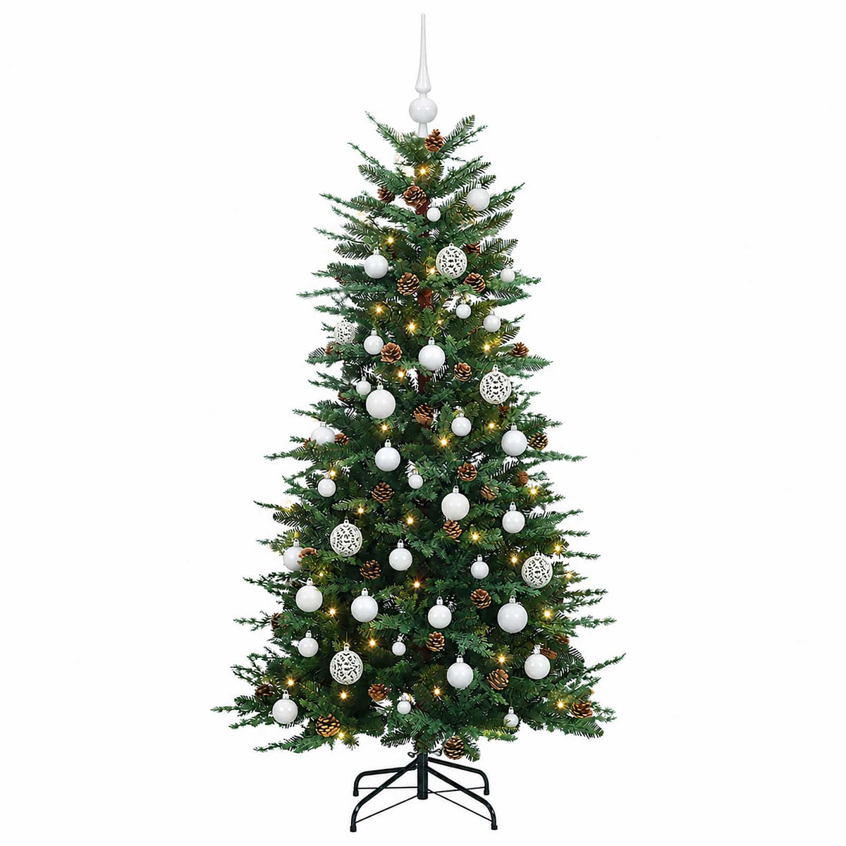 vidaXL Sztuczna choinka z bombką 150 cm 150 LED Ciepła biel PE i PVC