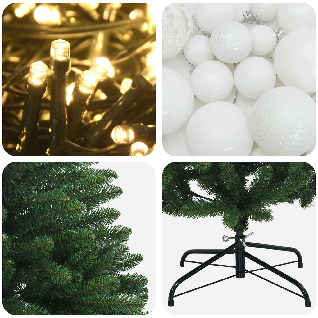 vidaXL Sztuczna choinka, średniozielona, z bombkami 150 cm 150 LED