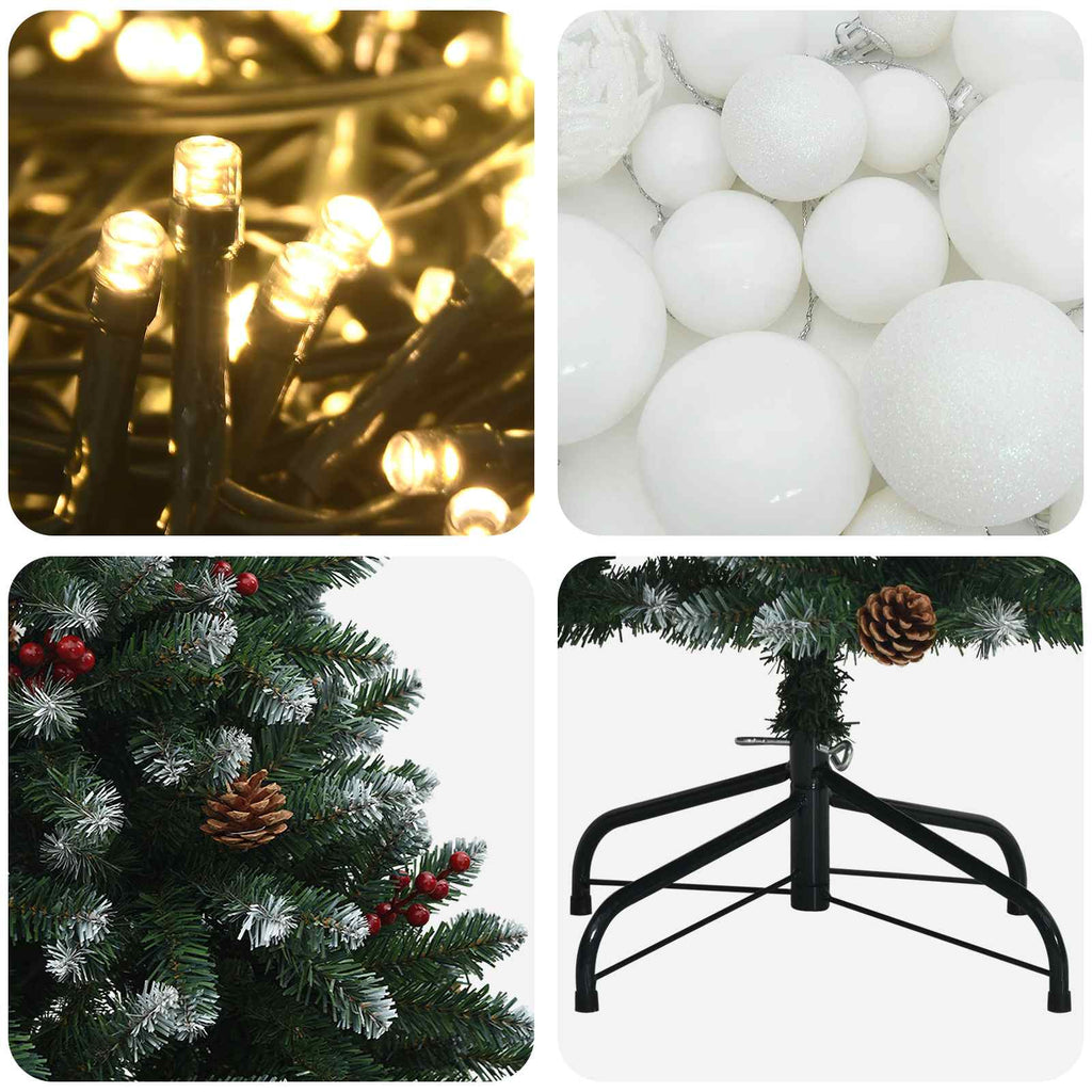 vidaXL Sztuczna choinka, zielona, z bombkami 150 cm 150 LED