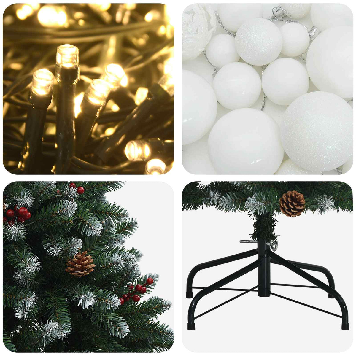 vidaXL Sztuczna choinka, zielona, z bombkami 150 cm 150 LED