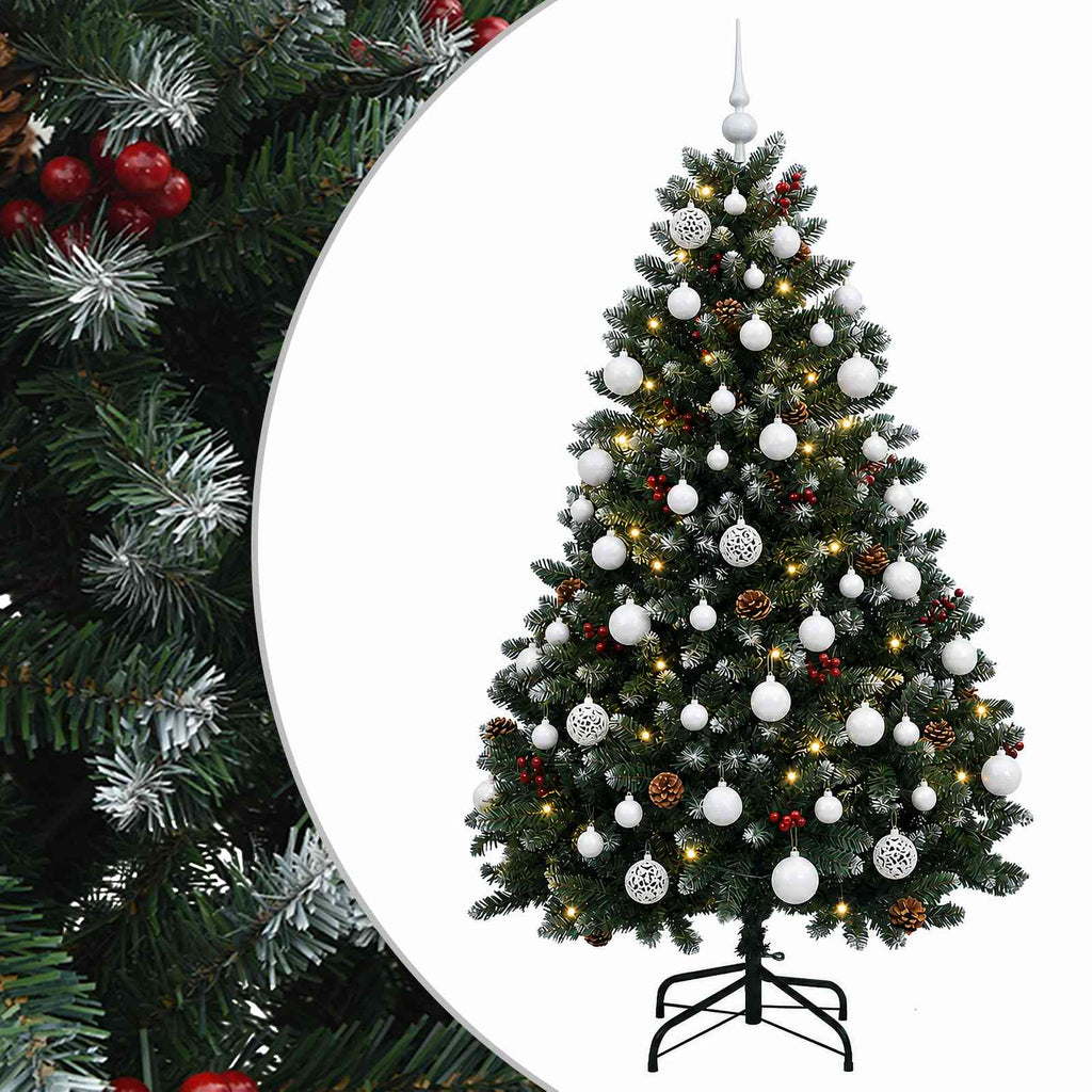 vidaXL Sztuczna choinka, zielona, z bombkami 150 cm 150 LED