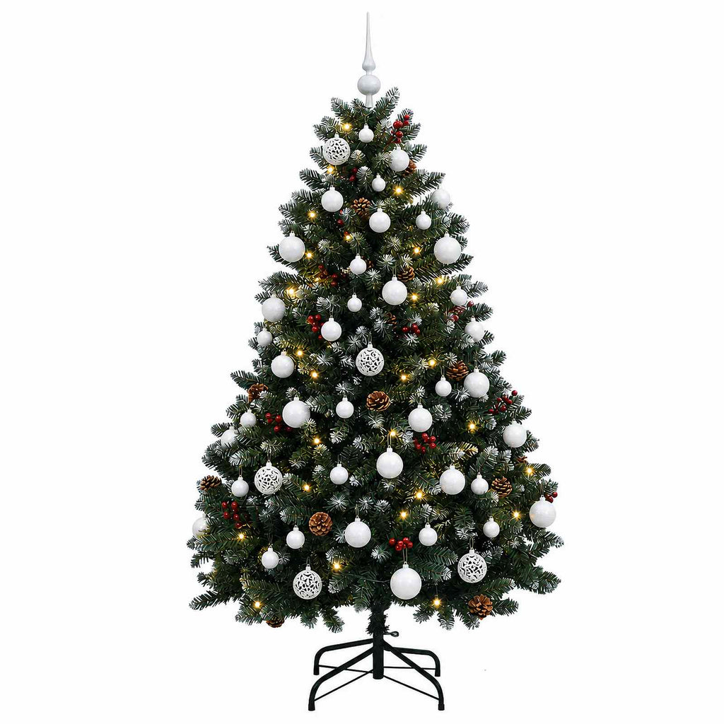 vidaXL Sztuczna choinka, zielona, z bombkami 150 cm 150 LED