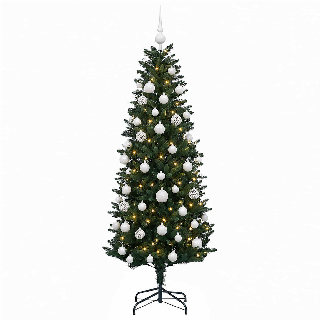 vidaXL Sztuczna choinka z bombkami 120 cm 150 LED Ciepła biel PE i PVC