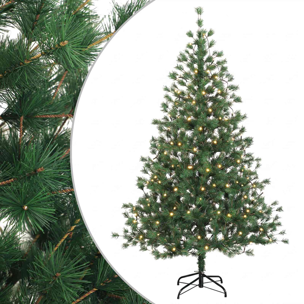 vidaXL Sztuczna choinka z zawiasami 210 cm 300 LED Ciepła biel