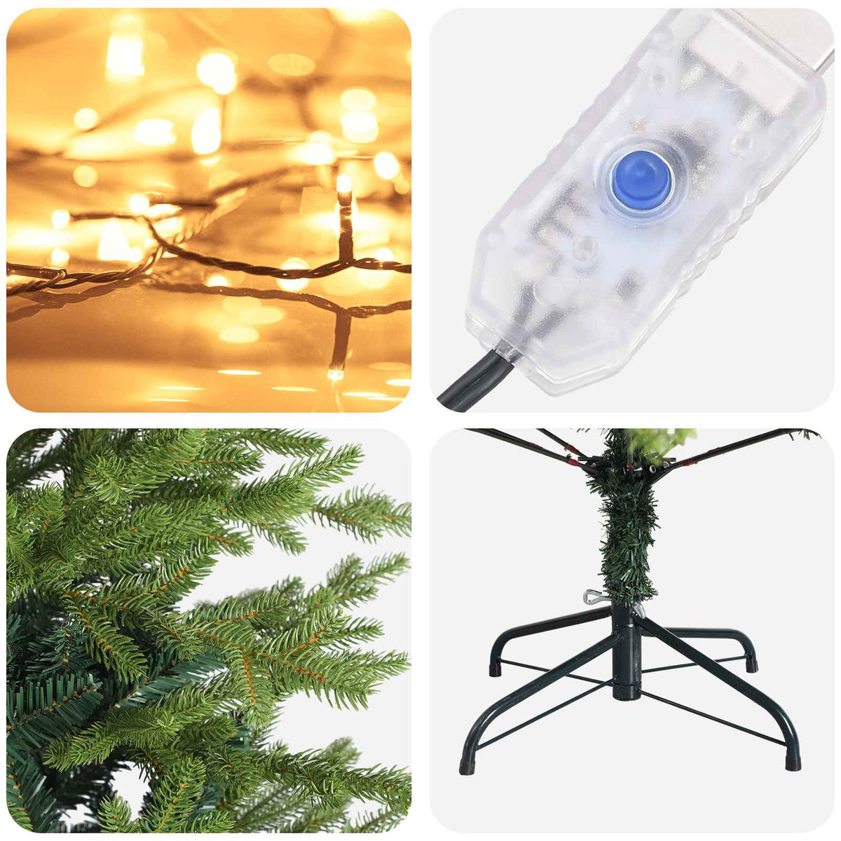 vidaXL Sztuczna choinka z zawiasami 180 cm 300 LED Ciepła biel