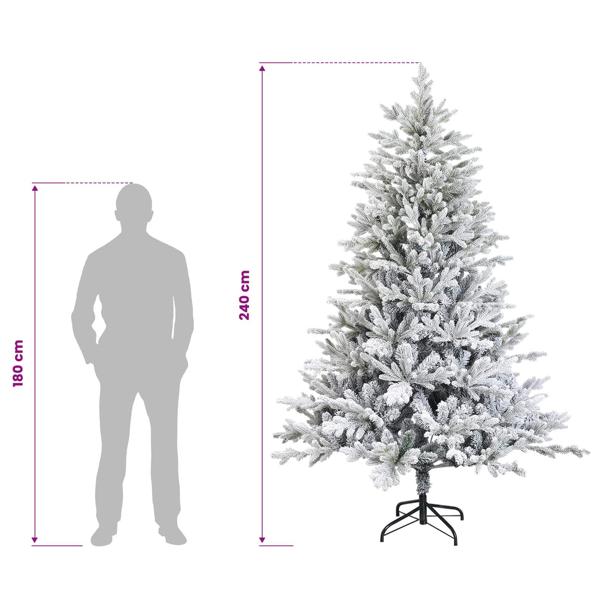 vidaXL Sztuczna choinka z zawiasami 240 cm 300 LED Ciepła biel