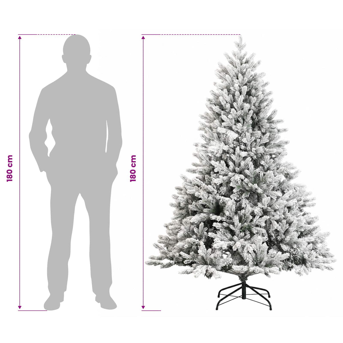 vidaXL Sztuczna choinka z zawiasami 180 cm 300 LED Ciepła biel