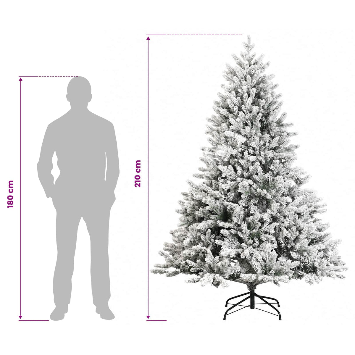 vidaXL Sztuczna choinka z zawiasami 210 cm 300 LED Ciepła biel
