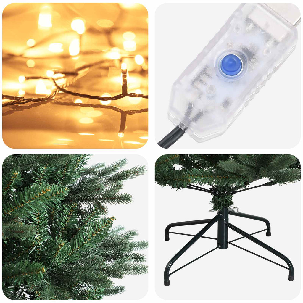 vidaXL Sztuczna choinka z zawiasami 210 cm 300 LED Ciepła biel