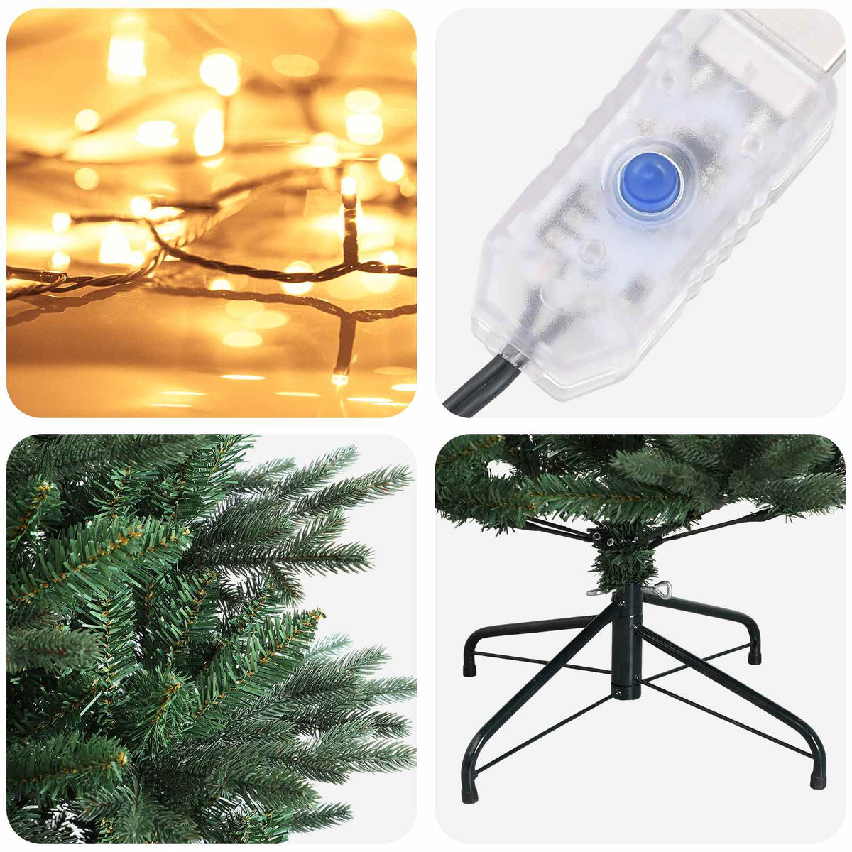 vidaXL Sztuczna choinka z zawiasami 240 cm 300 LED Ciepła biel